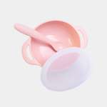 Набор детской посуды Moro Baby розовый: тарелка крышка ложка