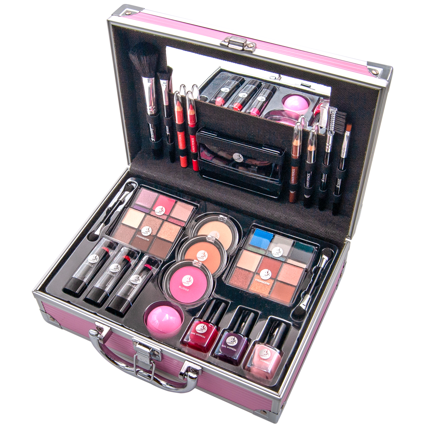 Подарочный бюти бокс чемодан 2K Beauty Набор декортивной косметики для макияжа - фото 1