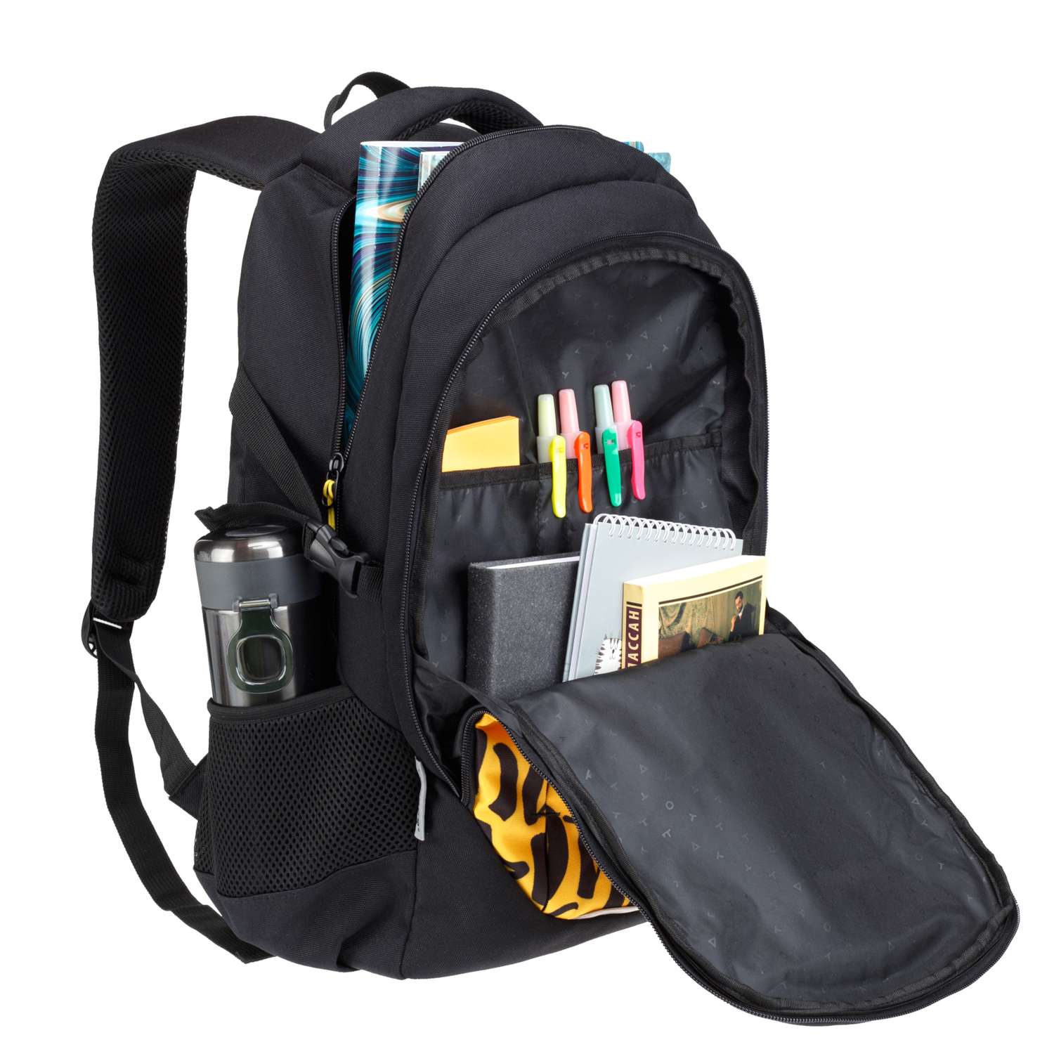 Рюкзак TORBER CLASS X черно желтый с принтом Буквы - фото 6