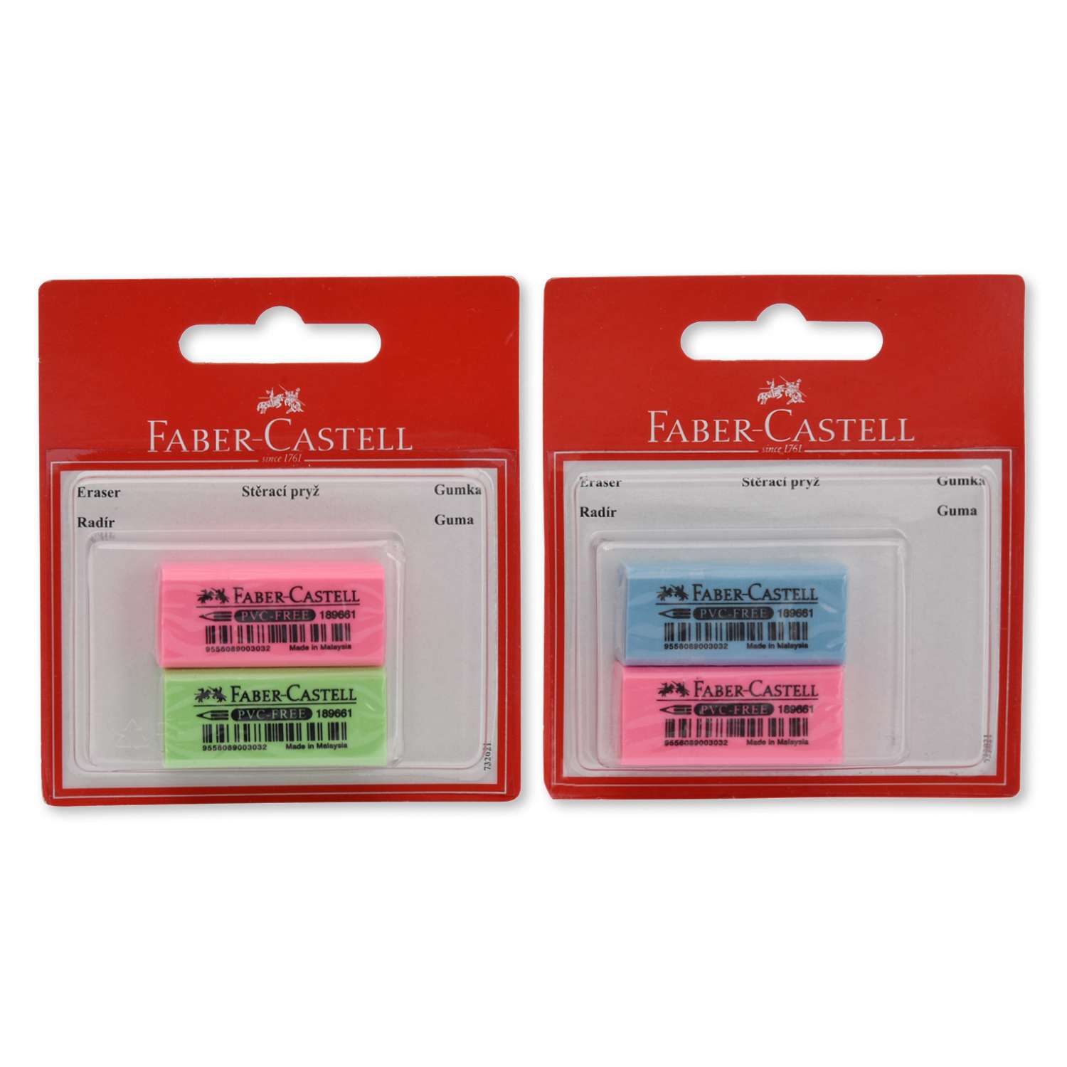 Ластик Faber Castell флуоресцентный 2 шт в ассортименте - фото 1