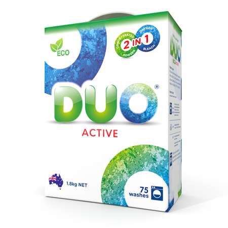 Стиральный порошок DUO Еco Active концентрированный для цветного и белого белья 1800 г 75 стирок