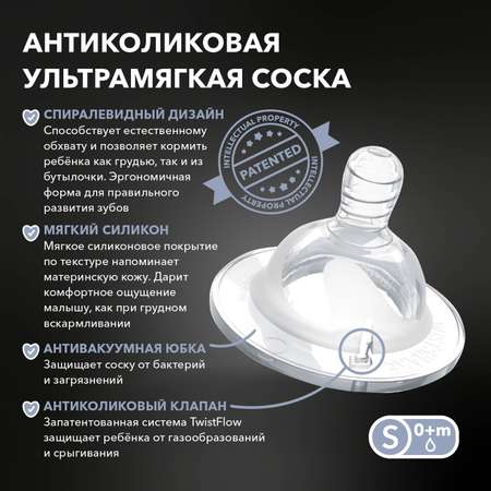 Бутылочка Twistshake антиколиковая 180мл Чёрная