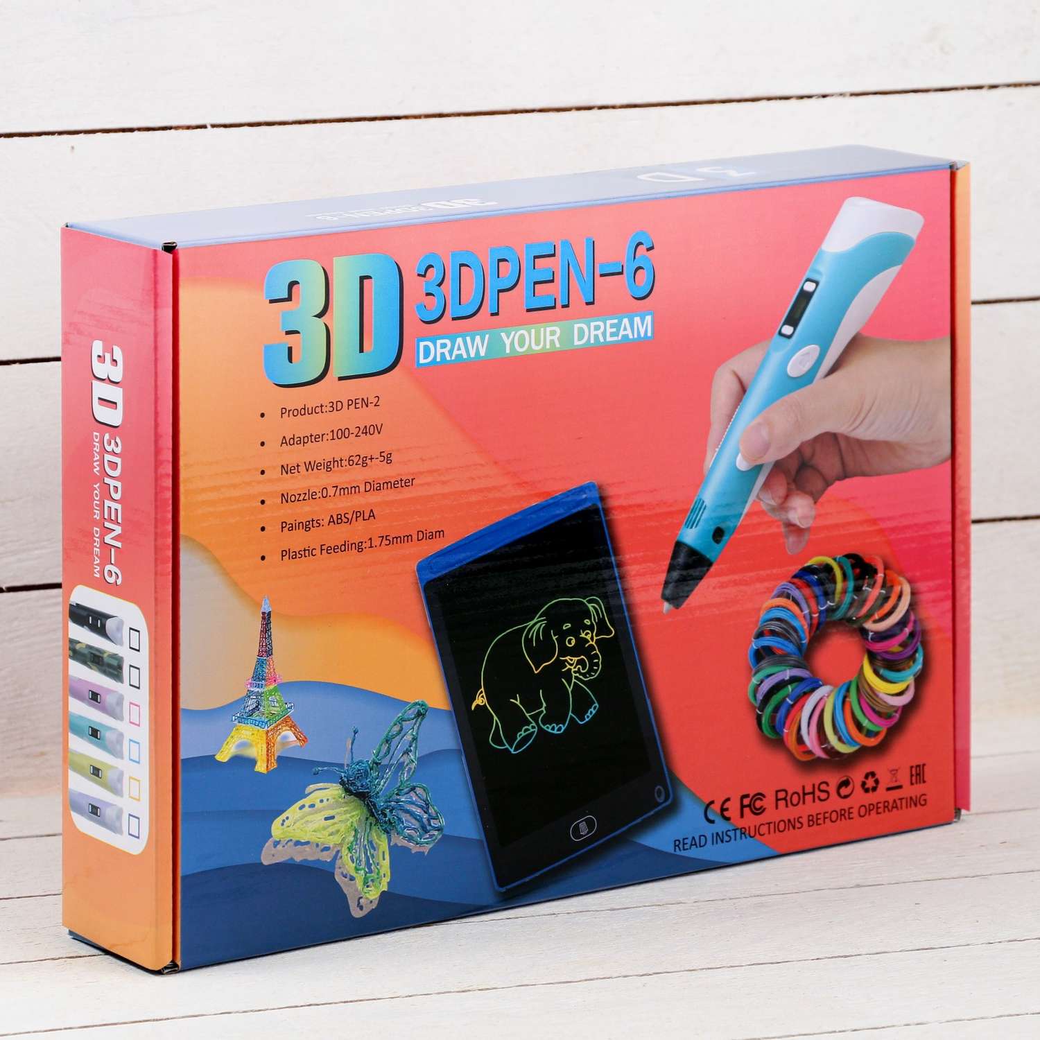 Набор для творчества Sima-Land 3D ручка + трафарет + пластик PLA 20 цветов + графический планшет - фото 13