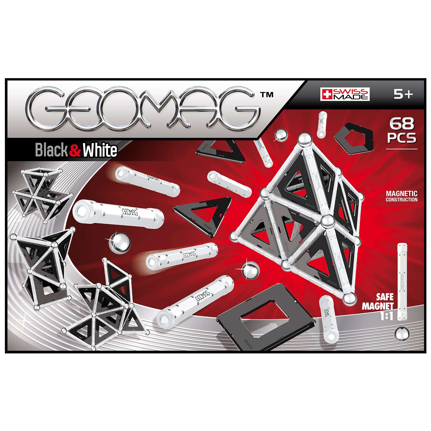 Конструктор магнитный GEOMAG Black/White 68 деталей - фото 1