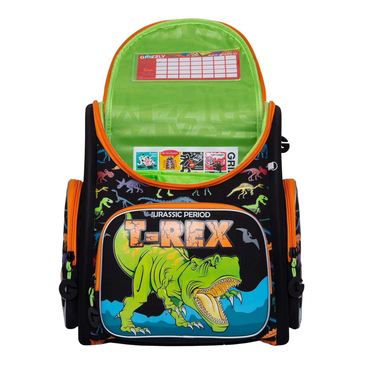 Рюкзак школьный Grizzly Тирекс Черный-Оранжевый RAr-081-2/1 - фото 4