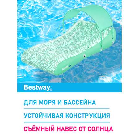 Шезлонг для отдыха на воде Bestway Голубой 178х102 см тент