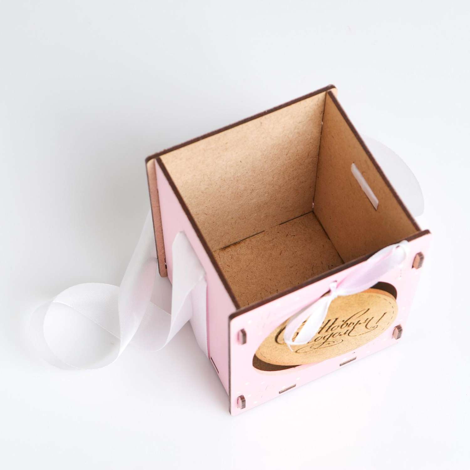 Кашпо Sima-Land деревянное 10.5×10.5×12 см «Новогоднее. Шар» подарочная упаковка розовый золотой - фото 3