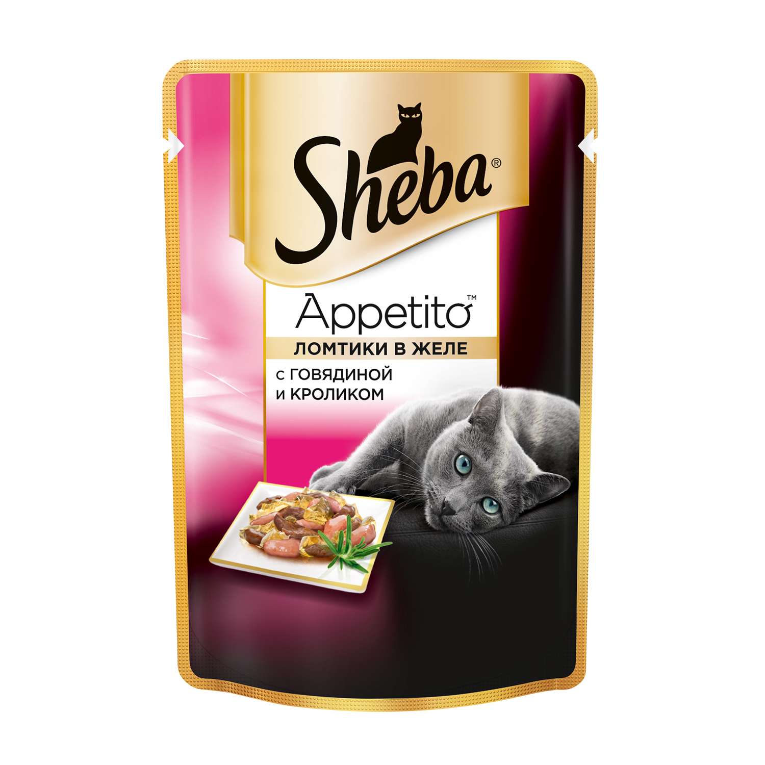 Корм влажный для кошек Sheba Appetito 85г с говядиной и кроликом пауч - фото 1