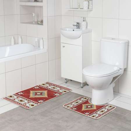 Набор ковриков Доляна «Мира» для ванны и туалета 2 шт 50х80 50х40 см