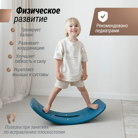 Баланс борд UNIX Kids Blue для дома пластик до 30 кг рельефная текстура противоскользящие накладки