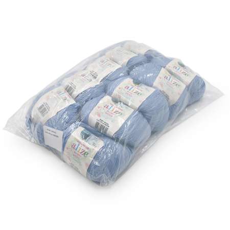 Пряжа для вязания Alize baby wool бамбук шерсть акрил мягкая 50 гр 175 м 40 голубой 10 мотков