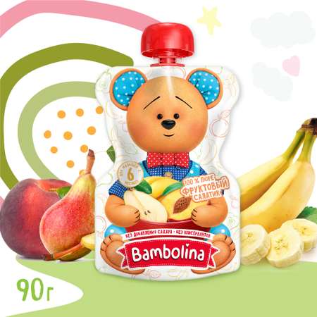 Пюре пауч Bambolina фруктовый салатик 90 г 6 шт