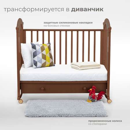 Детская кроватка Nuovita Lusso Dondolo прямоугольная, без маятника (темный орех)