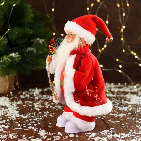 Дед мороз Sima-Land «В узорном жилете с подарками» двигается с подсветкой 28 см красный