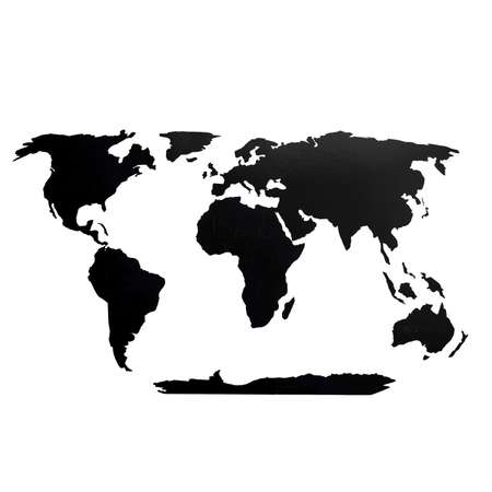 Карта мира настенная Afi Design деревянная с гравировкой континентов и Антарктидой 80х40 см черная