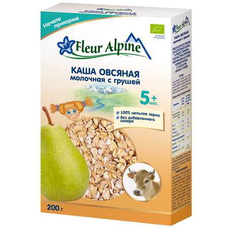 Каша Fleur Alpine овсяная груша на молоке 200г 5месяцев