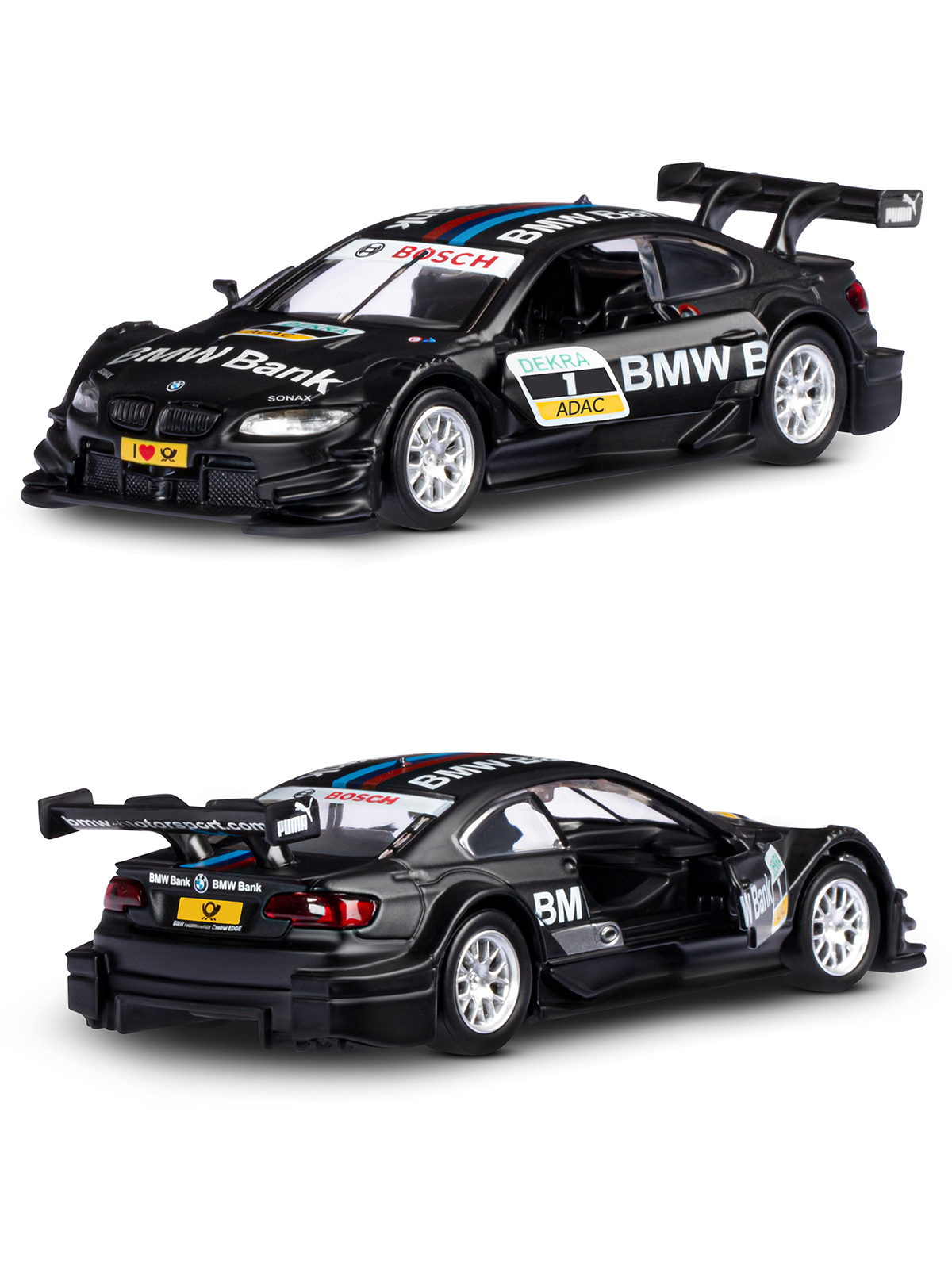 Машинка металлическая АВТОпанорама BMW M3 DTM черный инерция 1:42 JB1251209 - фото 6