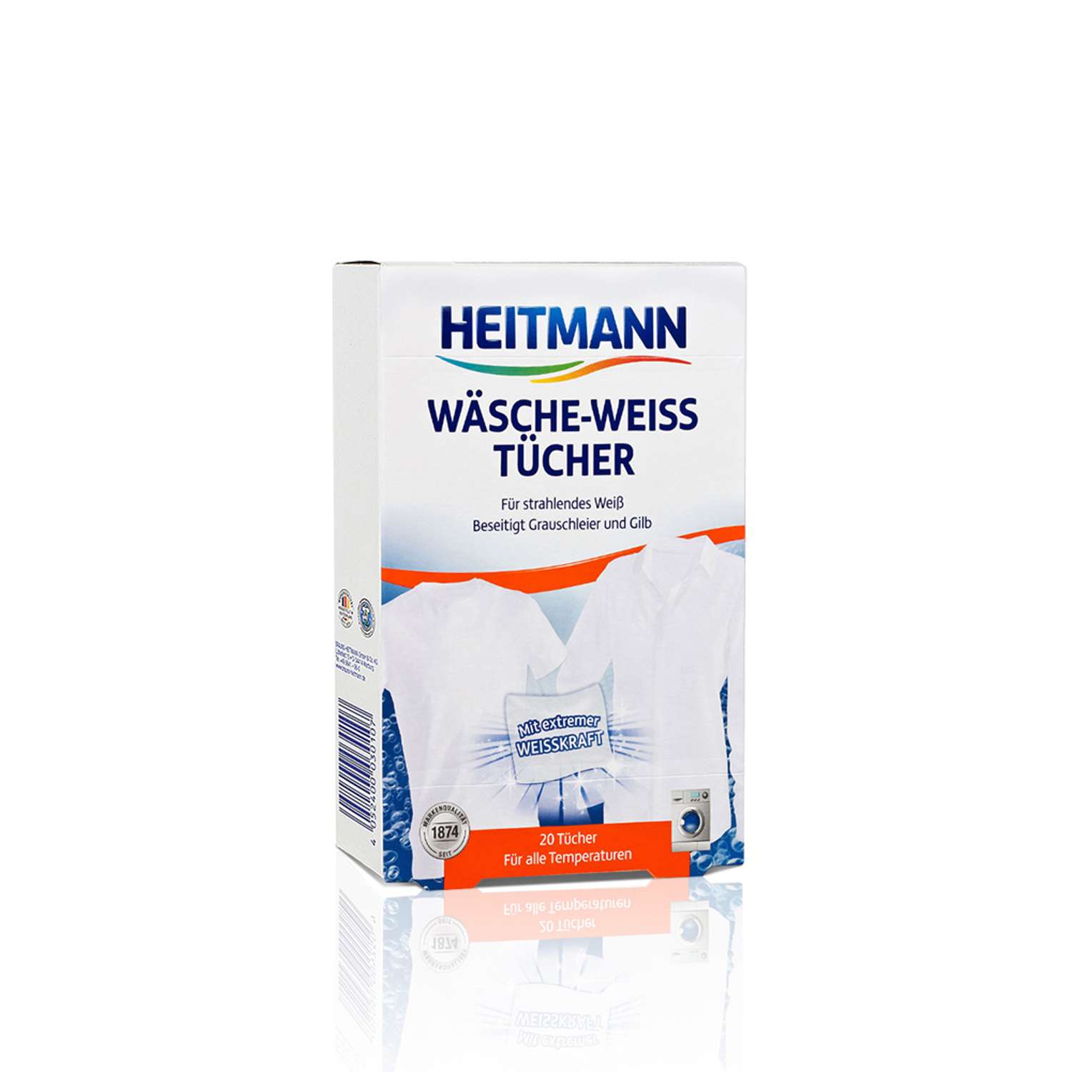 Отбеливающие салфетки Heitmann для стирки белого белья 20 шт - фото 1