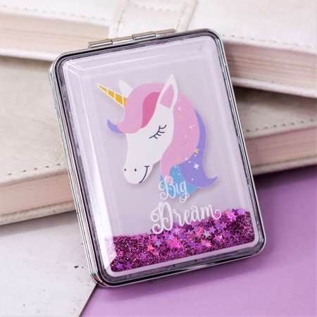 Зеркало карманное iLikeGift Sparkles unicorn purple с увеличением