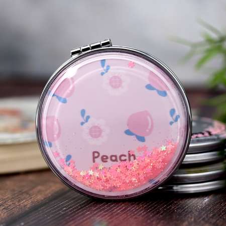 Зеркало карманное iLikeGift Nice peach with flowers pink с увеличением