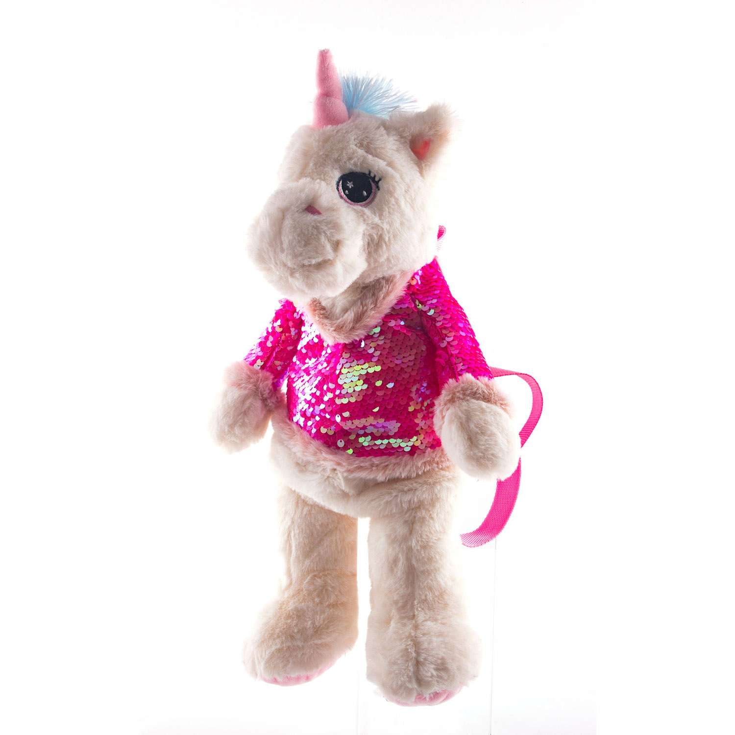 Мягкая игрушка GULLIVER Рюкзак Единорог с пайетками бело-розовый 40 см - фото 2