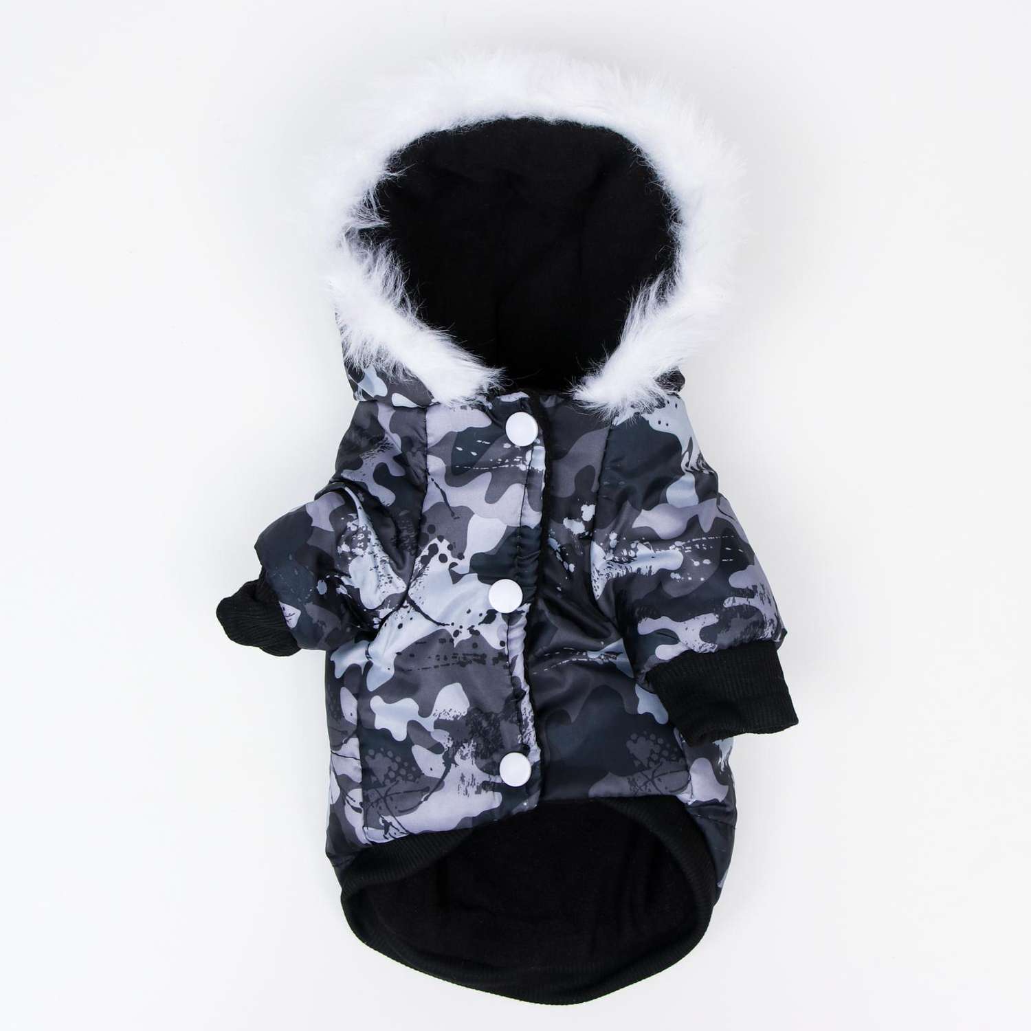 Куртка для собак Sima-Land с капюшоном и мехом размер М камуфляжная - фото 2