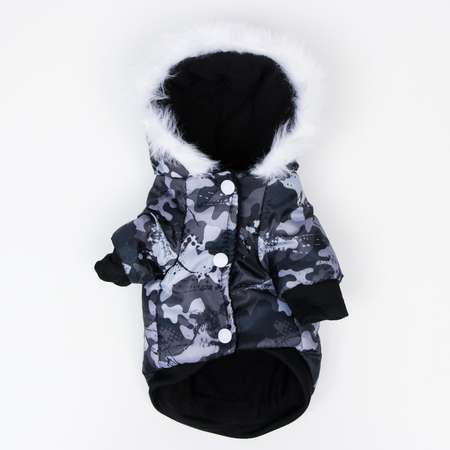 Куртка для собак Sima-Land с капюшоном и мехом размер М камуфляжная