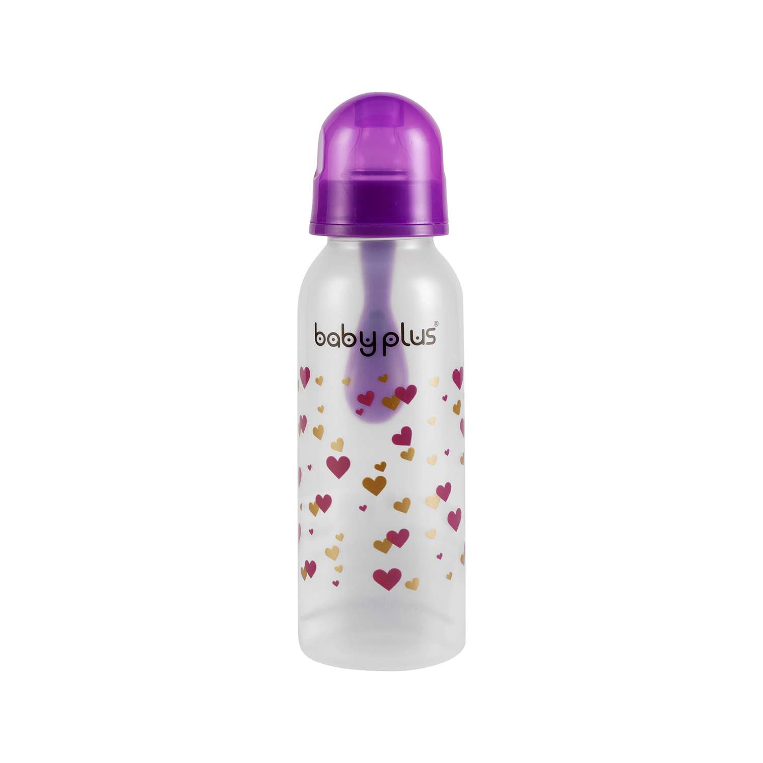 Бутылочка для кормления Baby Plus с ложкой и соской BP5114-B-2 250 мл фиолетовая - фото 1