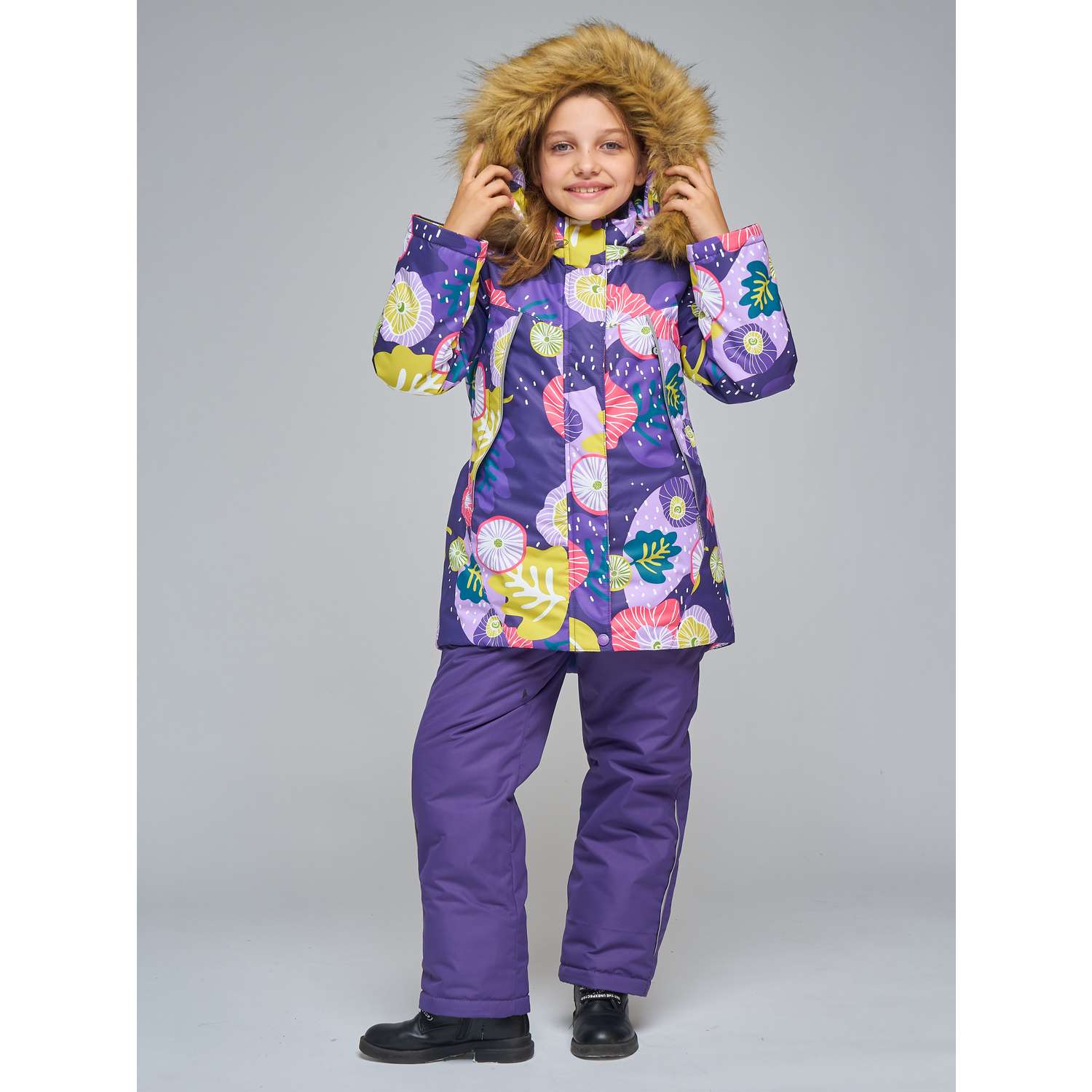 Куртка и брюки Lapland КД 18-3Листья/Фиолет - фото 1