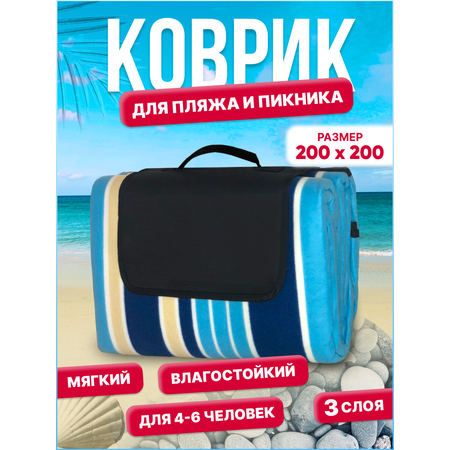 Складной пляжный коврик флис CleverFox LightBlue