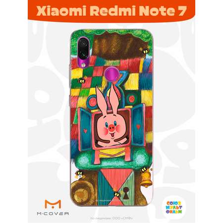 Силиконовый чехол Mcover для смартфона Xiaomi Redmi Note 7 Союзмультфильм Довольный Пятачок
