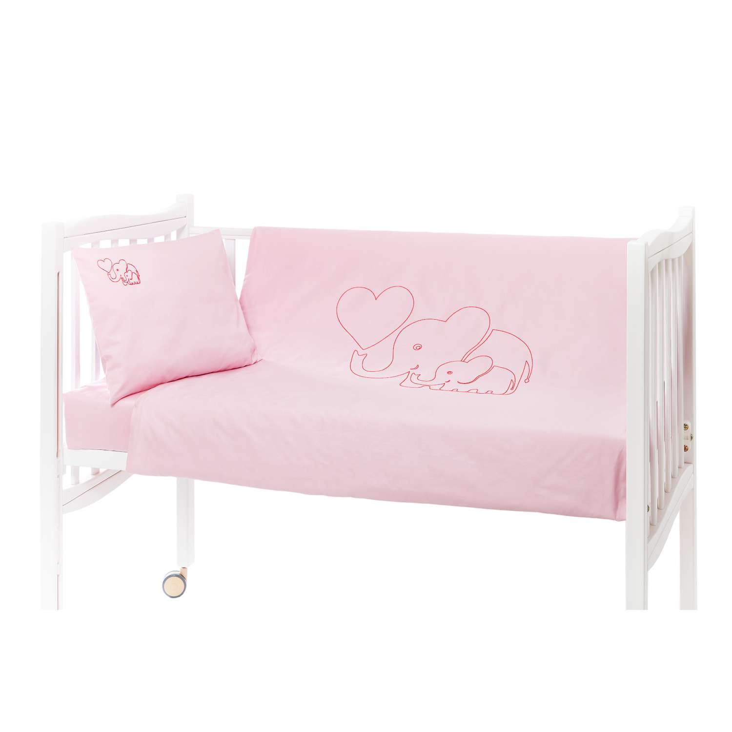 Комплект постельного белья Якимок Слоники 3 предмета Розовый S1 - фото 1