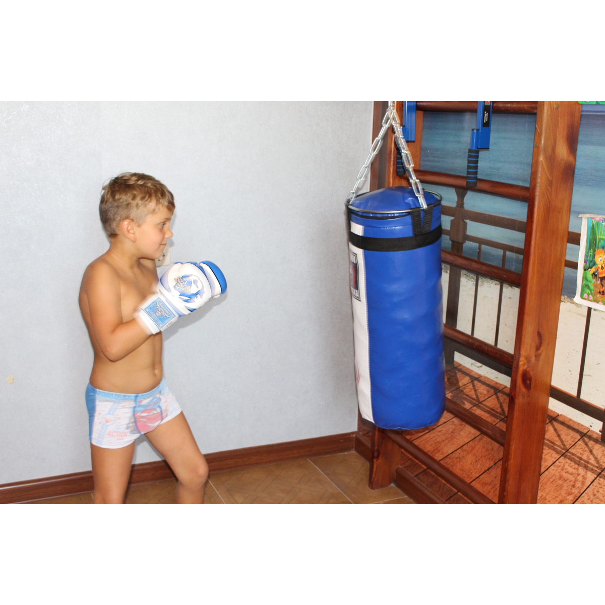 Мешок боксерский Харламов-Спорт Росомаха 15 кг сине-белая - фото 3