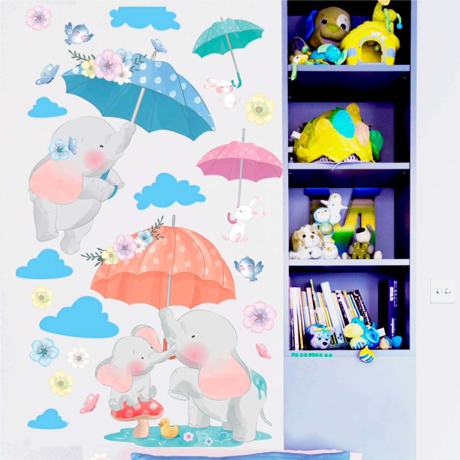 Интерьерная детская наклейка Woozzee Слонята для декора комнаты мебели и стен - фото 5