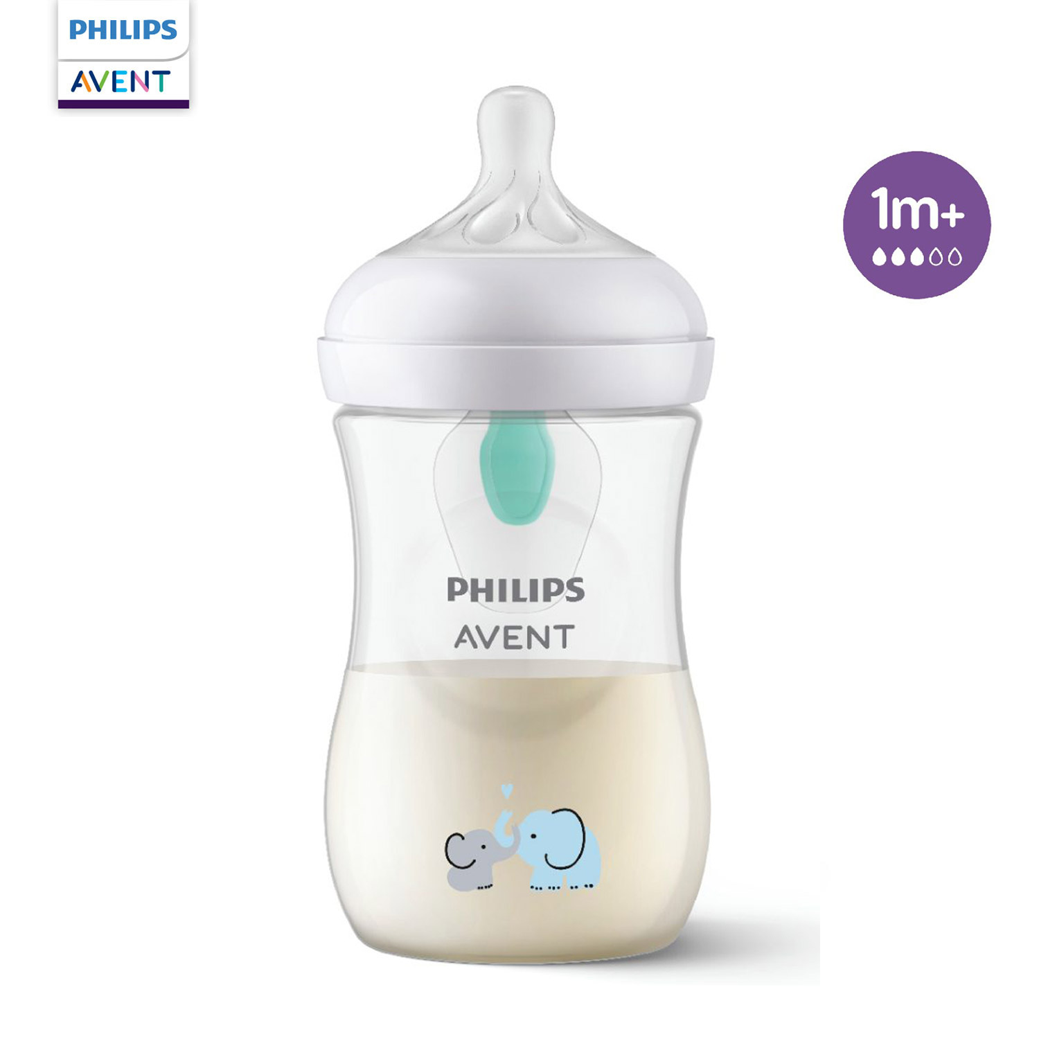 Бутылочка для кормления Philips Avent Natural Response Слоники с клапаном AirFree 260мл с 1месяца SCY673/81 - фото 1