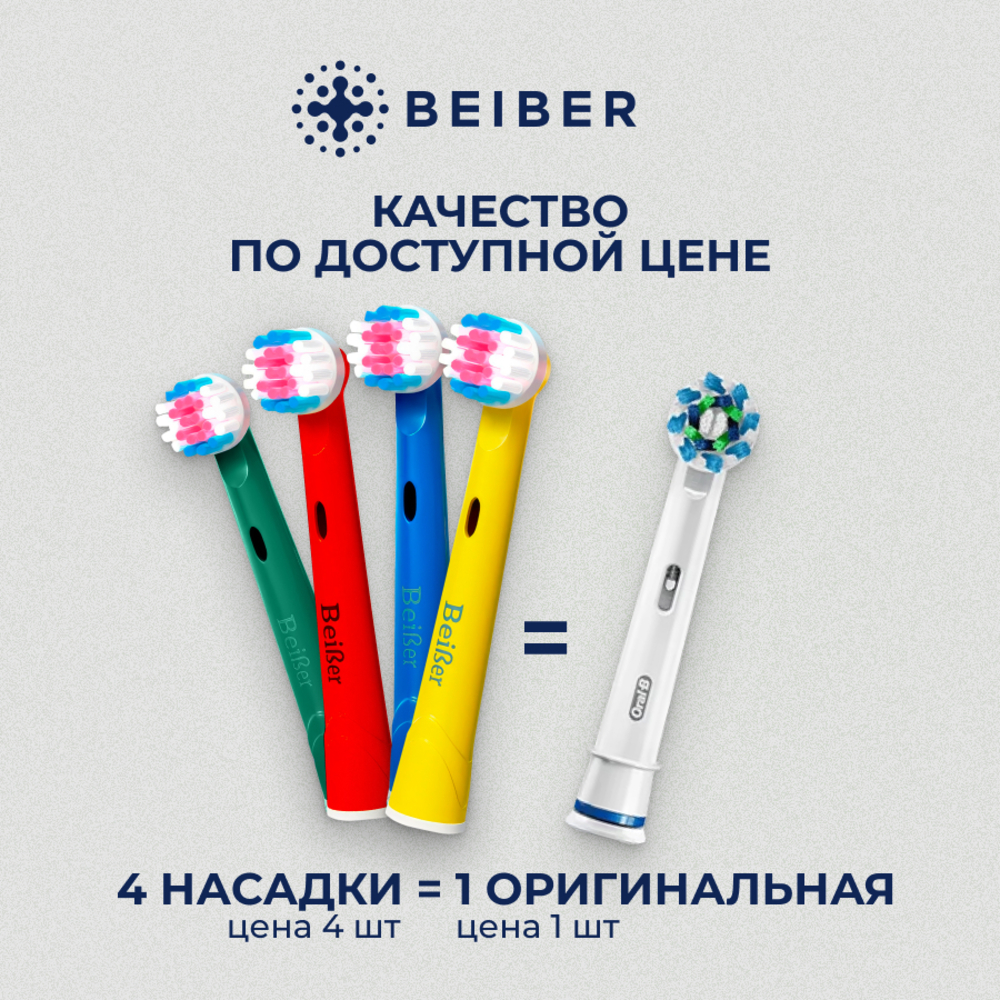 Насадка на зубную щетку BEIBER совместимая с Oral-b kids 8 шт - фото 10