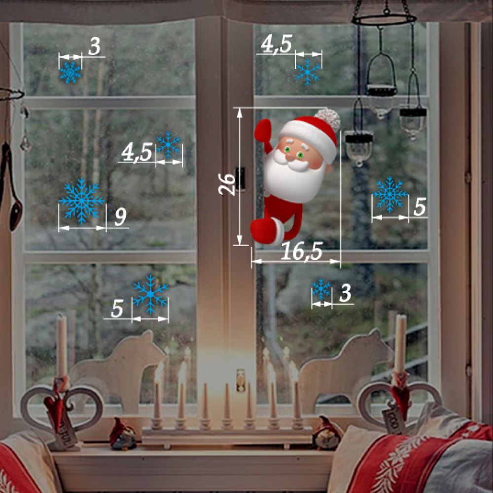 Новогодние наклейки на окна Люми-Зуми Дед Мороз Снеговик Снежинки - фото 6