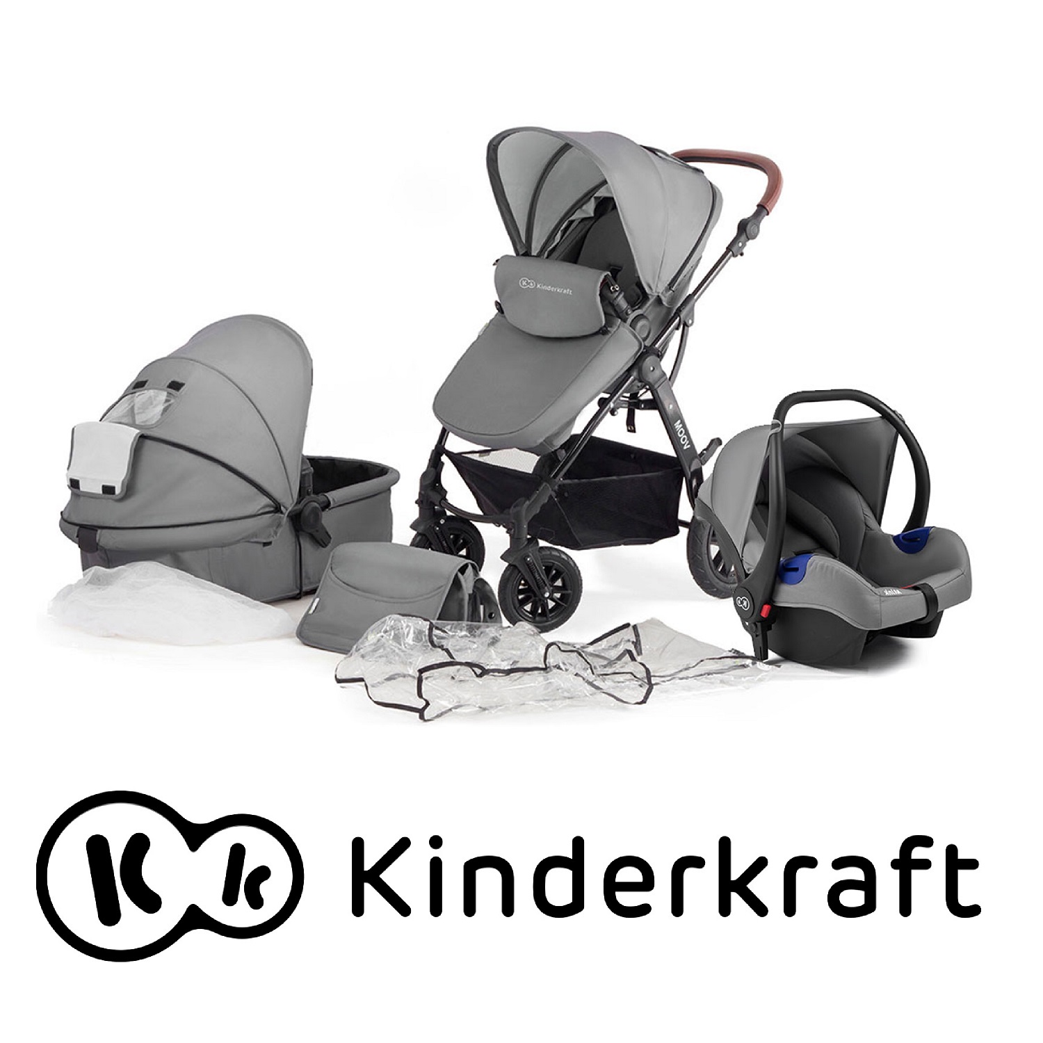 Коляска 3 в 1 Kinderkraft Moov Grey KKWMOOVGRY00NC - фото 2