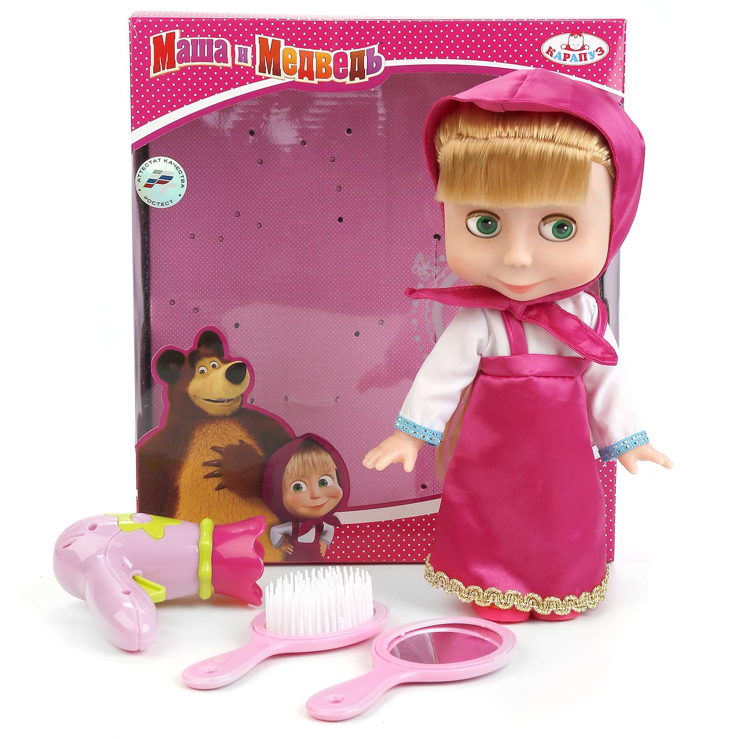 Кукла интерактивная Карапуз Маша и медведь с набором парикмахера 250449 - фото 2
