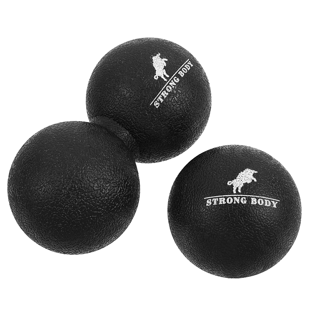 Набор массажных мячей STRONG BODY спортивных для МФР. Классический и сдвоенный: 6 см и 6х12 см. Черный - фото 2