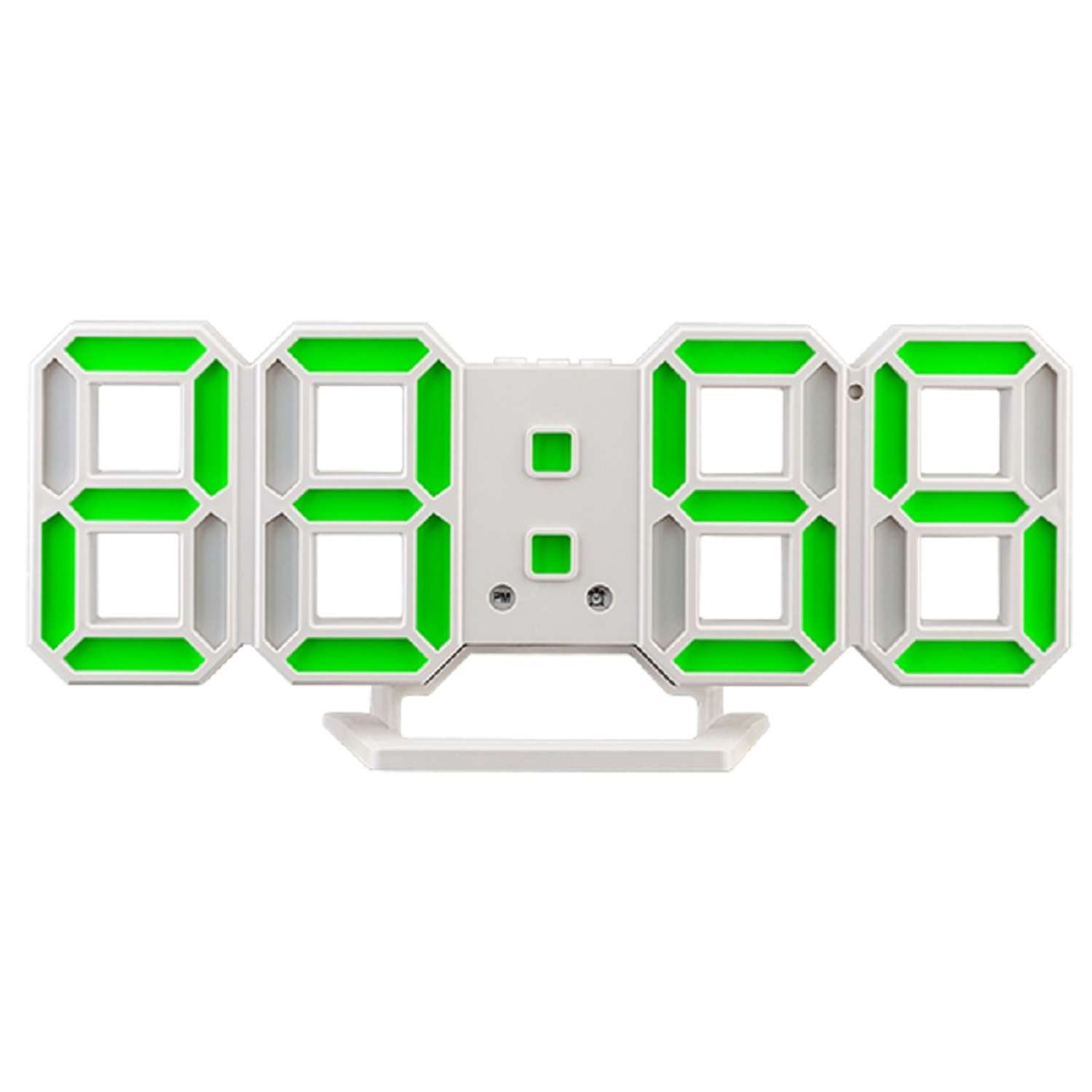 LED часы-будильник Perfeo LUMINOUS 2 белый корпус зелёная подсветка PF-6111 - фото 2