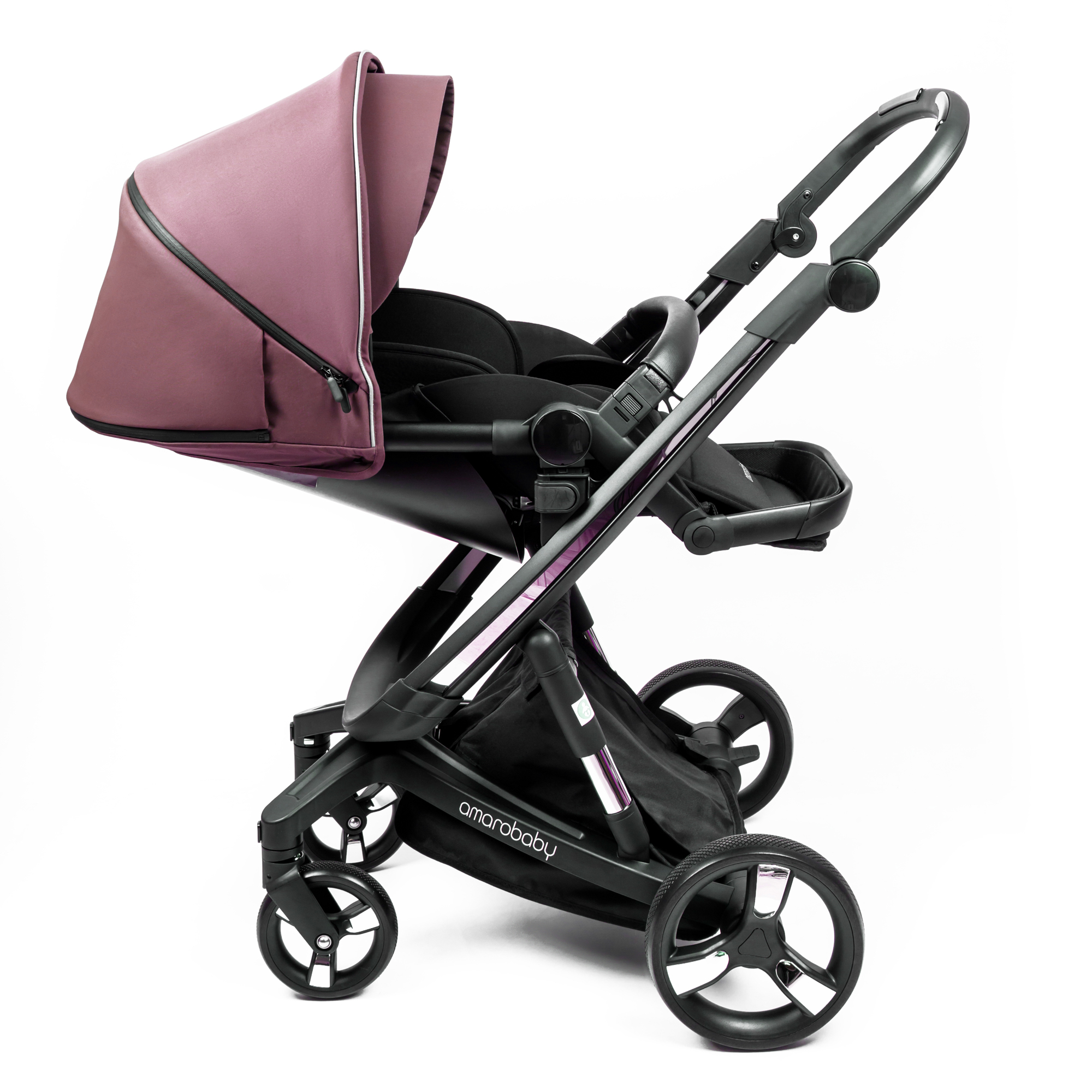 Коляска детская 2 в 1 AmaroBaby TUTUM с AUTO BRAKE розовый - фото 27