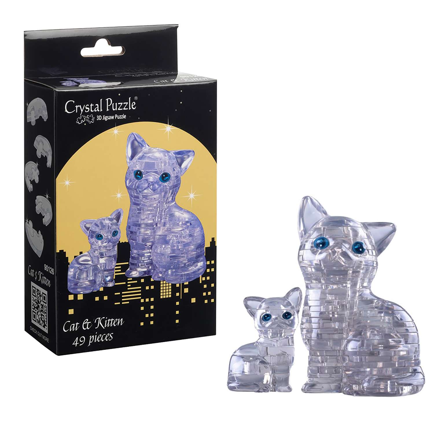 3D-пазл Crystal Puzzle IQ игра для детей кристальная серебристая Кошка с котенком 49 деталей - фото 5