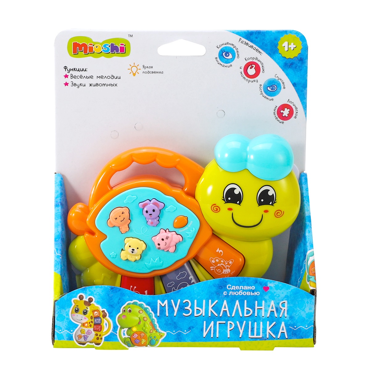 Музыкальная игрушка Mioshi Озорная гусеничка (16х20 см) - фото 1