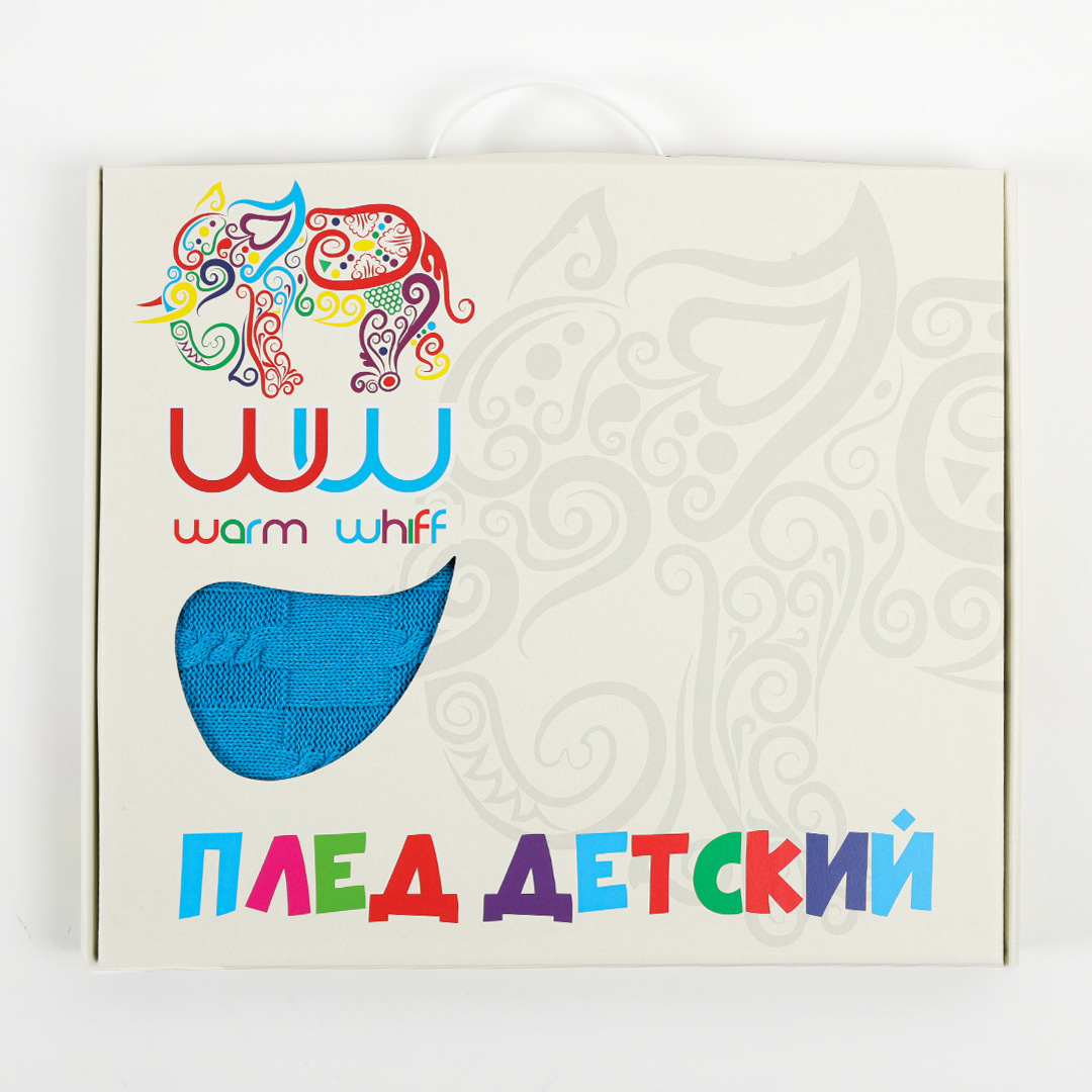 Плед-покрывало детский вязаный WARM WHIFF D-12 голубой на выписку в коляску в кроватку на лето 90x110 - фото 6