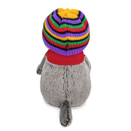 Мягкая игрушка BUDI BASA Кот Басик в полосатой шапке с шарфом 25 см BB06323