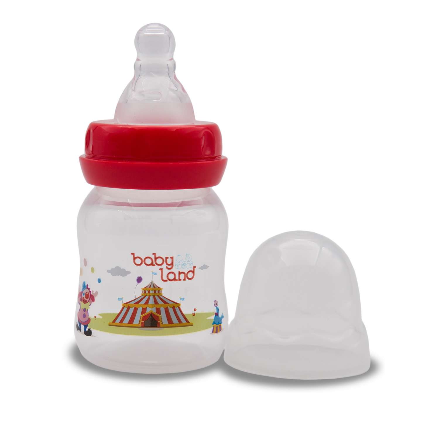 Бутылочка Baby Land 80мл с силиконовой соской красный - фото 1