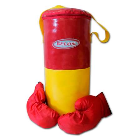 Детский набор для бокса Belon familia груша малая с перчатками цвет красный желтый