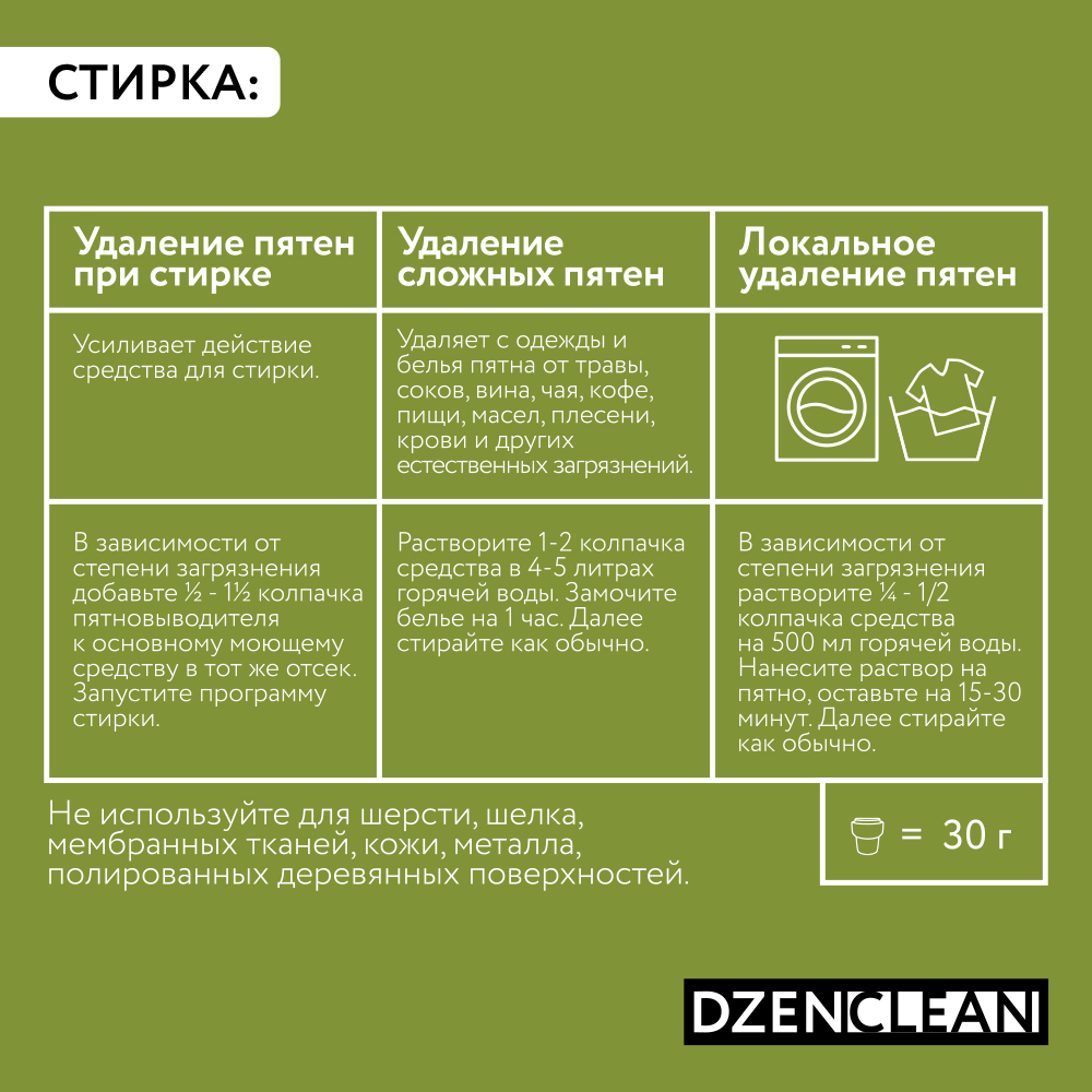 Пятновыводитель DzenClean универсальный для белого и цветного 500 г - фото 9