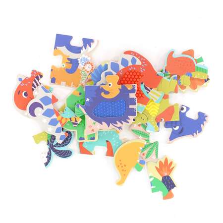 Деревянный пазл Avenir для малышей с текстурными вставками динозавр 4 пазла по 4 элемента